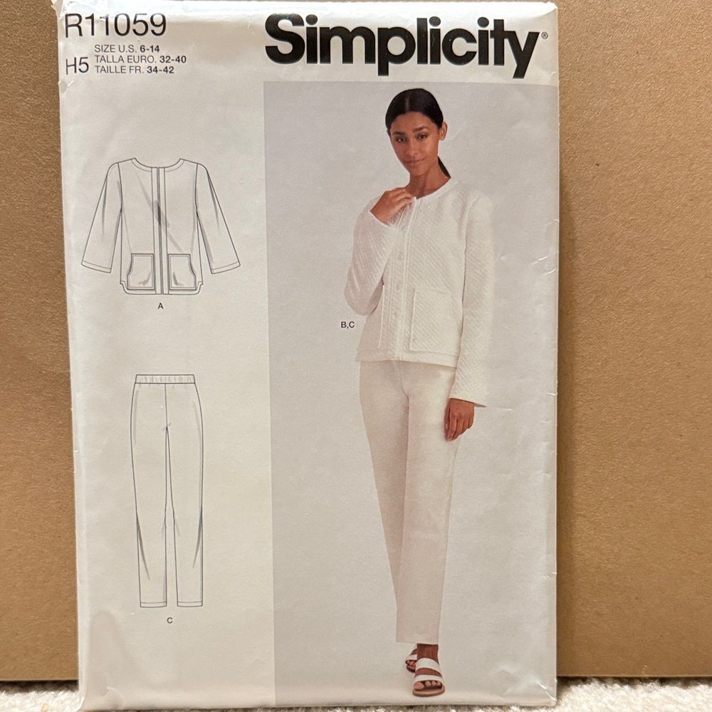 Simplicity jacket and pants sewing pattern